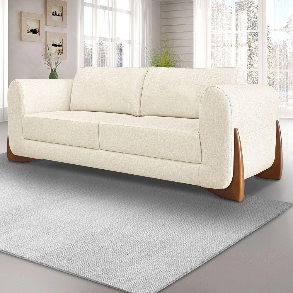 Sofá 2 Lugares 1,60m Lottus Natural Pés Castanho-Pallazio - 8