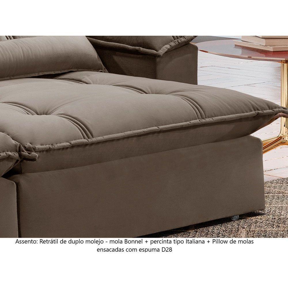 Sofá Retrátil E Reclinável Apolo 2,30m 4 Lugares Bege - 6