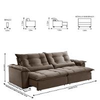 Sofá Retrátil E Reclinável Apolo 2,30m 4 Lugares Bege - 7