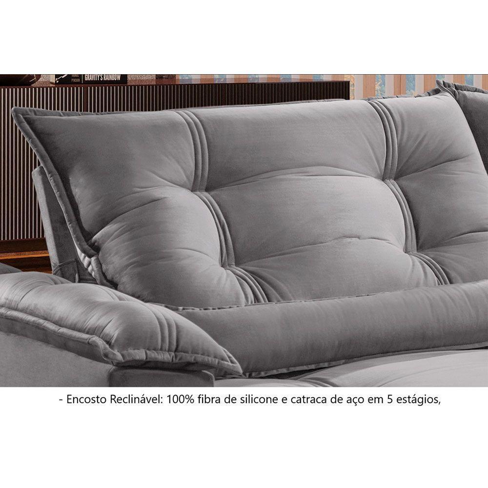 Sofá Retrátil E Reclinável Apolo 2,50m 4 Lugares Prata - 4
