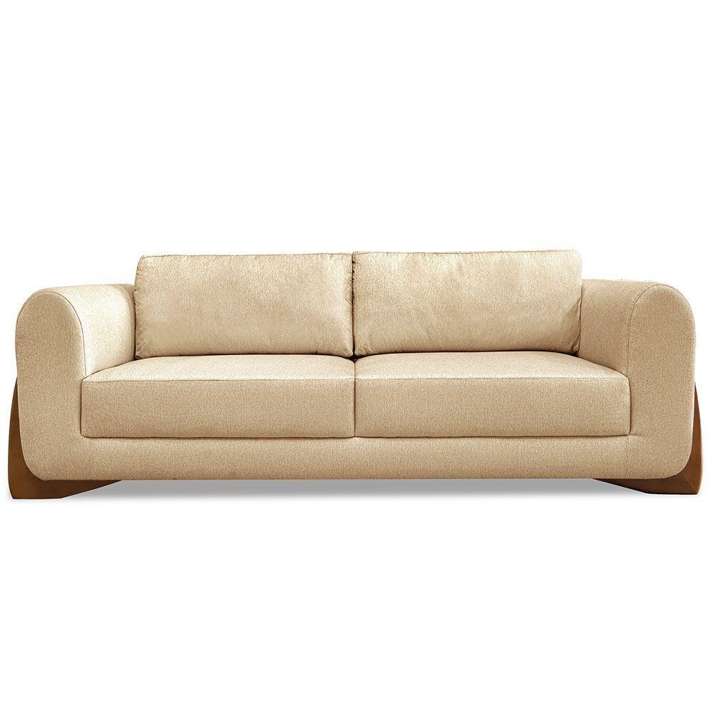 Sofá 2 Lugares 1,60m Lottus Dourado Pés Castanho-Pallazio - 7