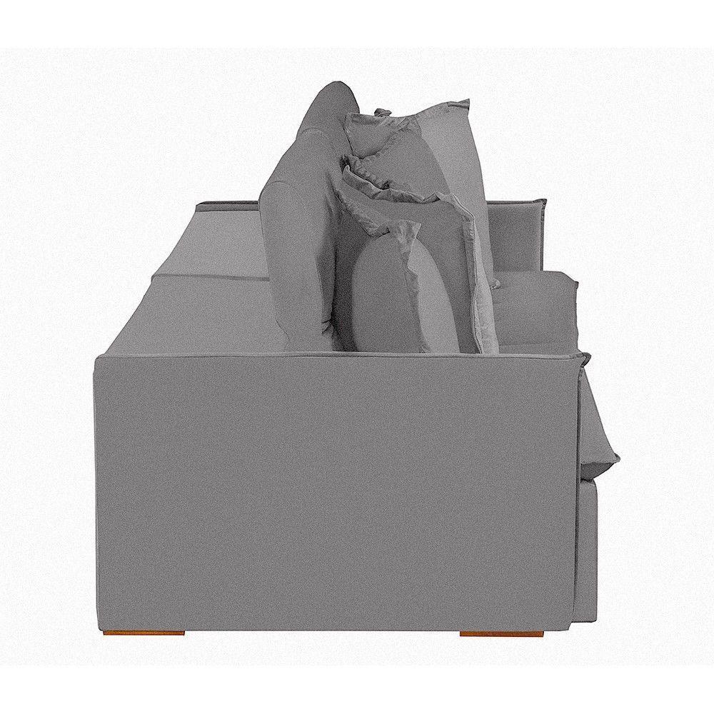 Sofá 5 Lugares 2.50 Mt Com Molas Retrátil E Reclinável Cinza - 6