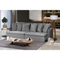 Sofá 5 Lugares 2.50 Mt Com Molas Retrátil E Reclinável Cinza - 1