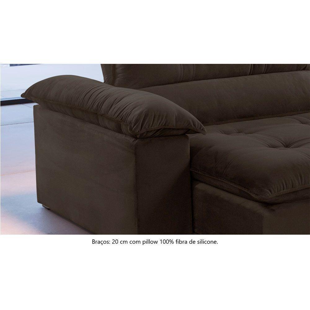 Sofá Retrátil E Reclinável Atenas 2,50m 4 Lugares Marrom - 6