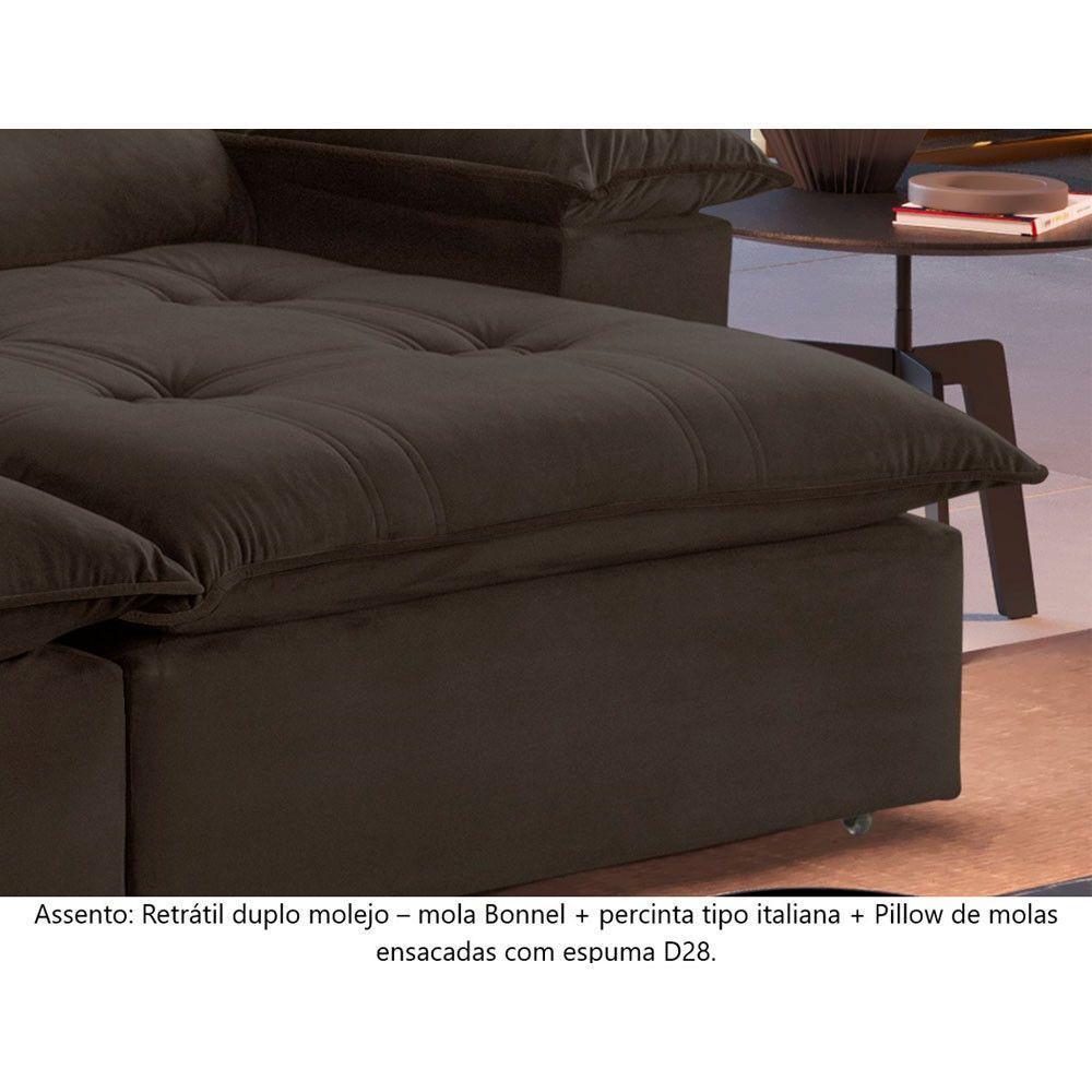Sofá Retrátil E Reclinável Atenas 2,50m 4 Lugares Marrom - 8