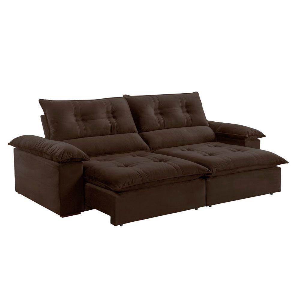 Sofá Retrátil E Reclinável Atenas 2,50m 4 Lugares Marrom - 10