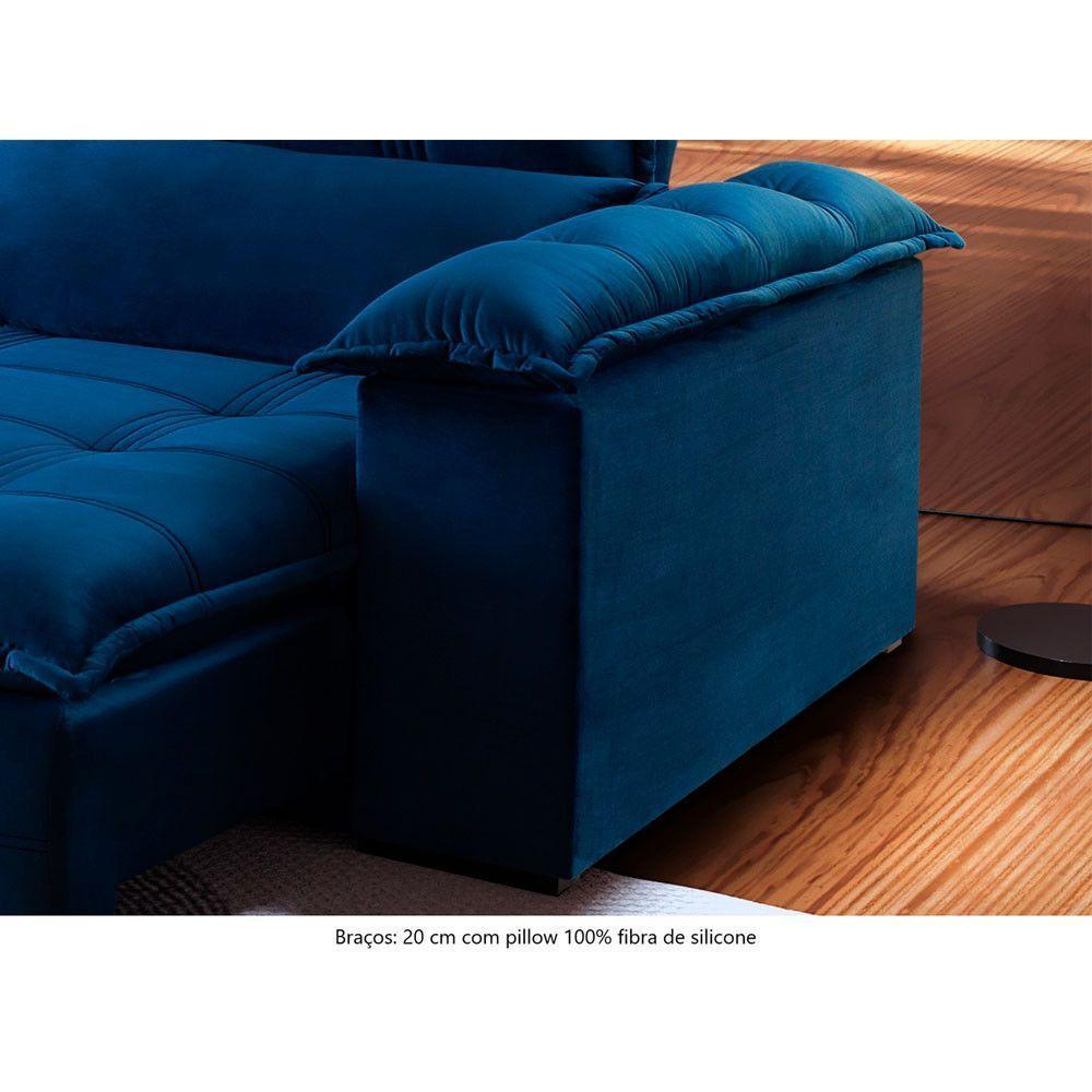 Sofá Retrátil E Reclinável Atlas 2,10m 03 Lugares Txr Azul - 4