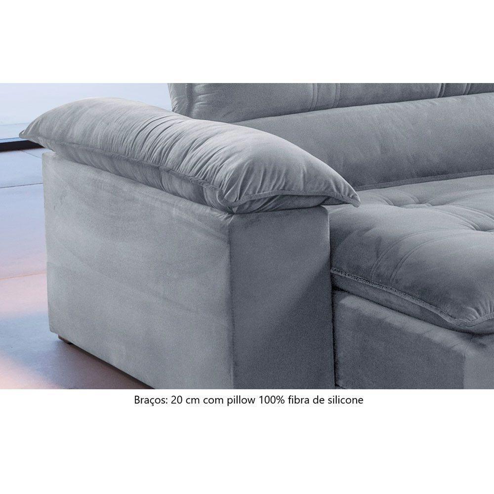 Sofá Retrátil E Reclinável Atenas 2,50m 4 Lugares Prata - 4