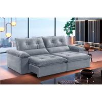 Sofá Retrátil E Reclinável Atenas 2,50m 4 Lugares Prata - 1