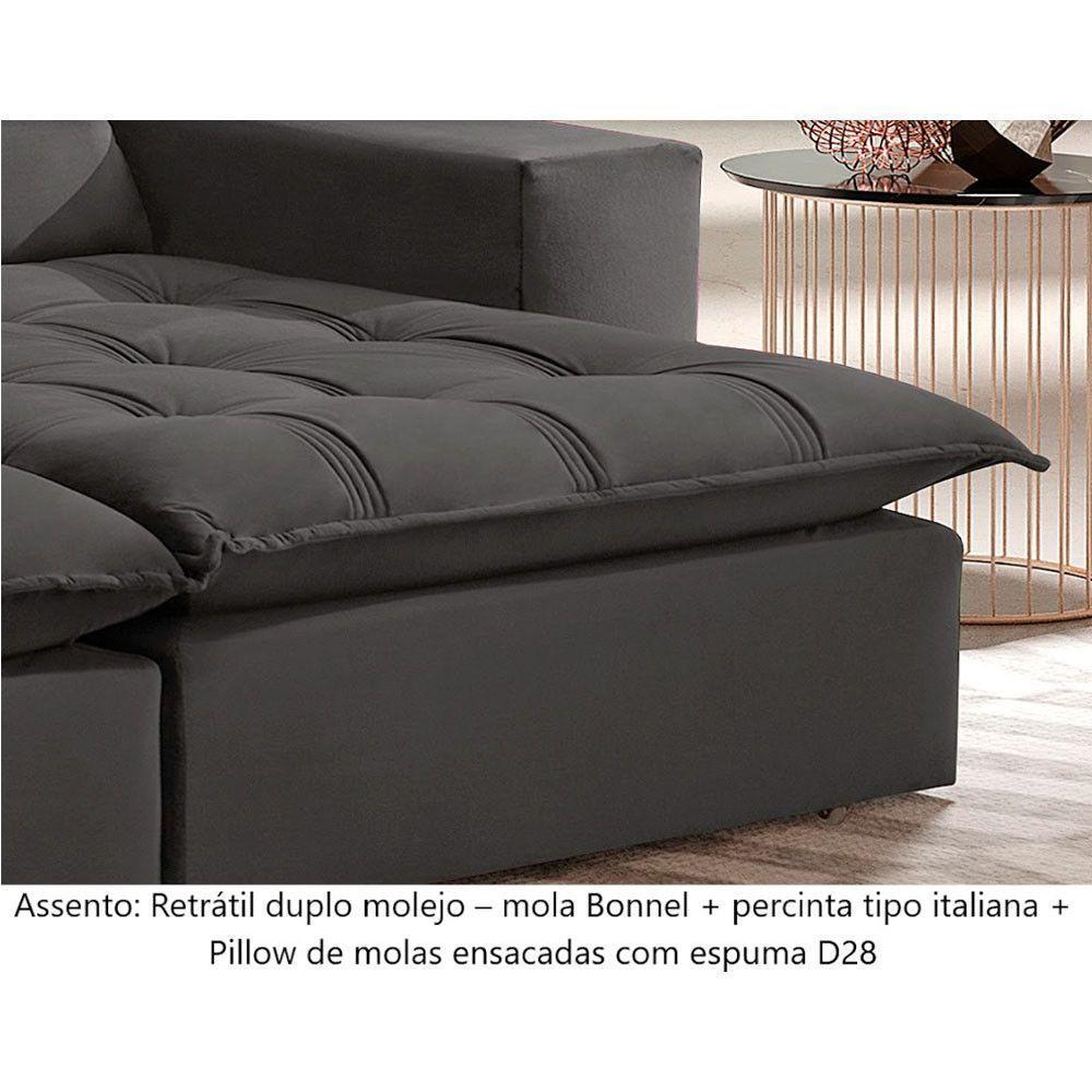 Sofá Retrátil E Reclinável Orion 2,90m 05 Lugares Txr Cinza - 6