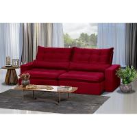 Sofá 6 Lugares 2.90 Mt Retrátil E Reclinável Veludo Vermelho - 1