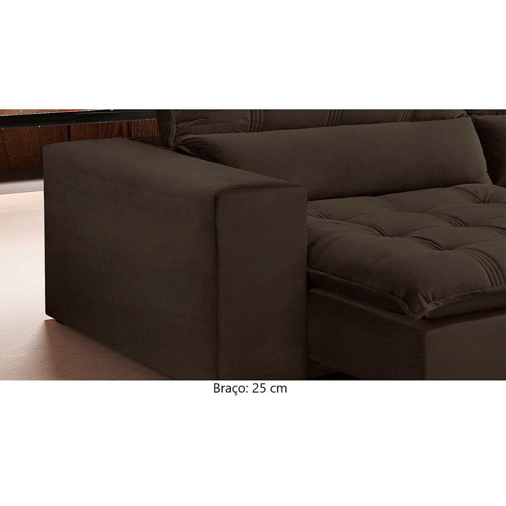 Sofá Retrátil E Reclinável Orion 2,10m 03 Lugares Txr Marrom - 4