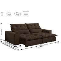 Sofá Retrátil E Reclinável Orion 2,10m 03 Lugares Txr Marrom - 7