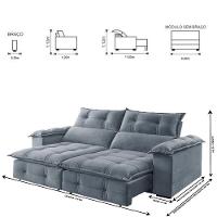 Sofá Retrátil E Reclinável Atlas 2,10m 03 Lugares Txr Prata - 7