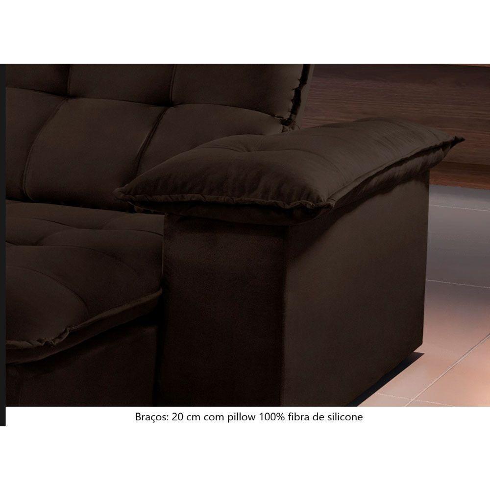 Sofá Retrátil E Reclinável Atlanta 1,80m 02 Lugares Marrom - 7