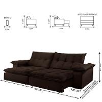 Sofá Retrátil E Reclinável Atlanta 1,80m 02 Lugares Marrom