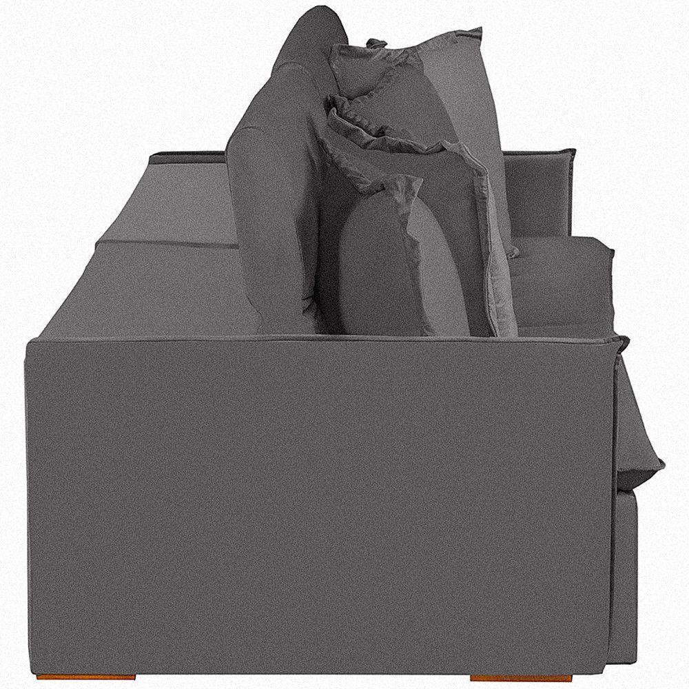 Sofá 6 Lugares 2.90 Mt Com Molas Retrátil E Reclinável Cinza - 4