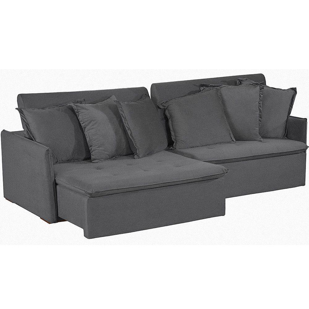 Sofá 6 Lugares 2.90 Mt Com Molas Retrátil E Reclinável Cinza - 7