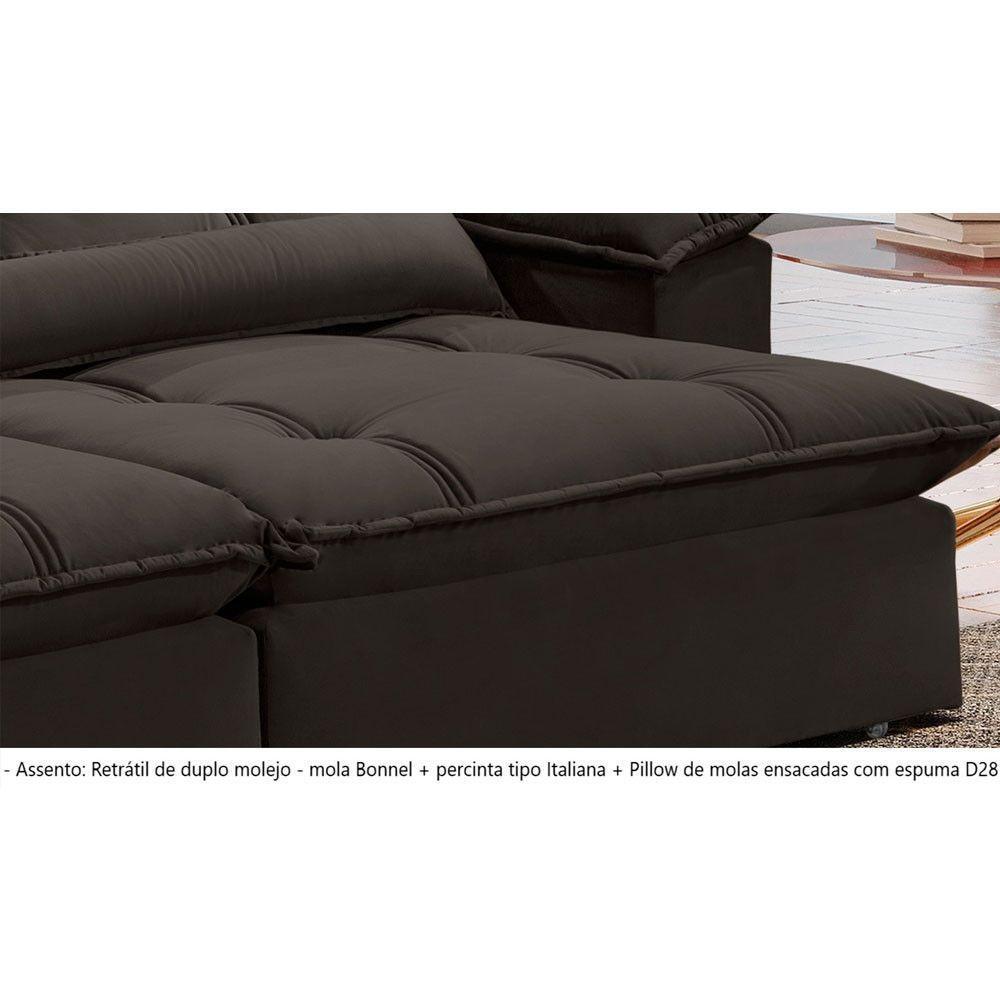 Sofá Retrátil E Reclinável Apolo 2,90m 5 Lugares Marrom - 6