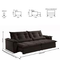 Sofá Retrátil E Reclinável Apolo 2,90m 5 Lugares Marrom - 7