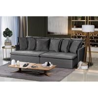 Sofá 5 Lugares 2.90 Mt Com Molas Retrátil E Reclinável Cinza - 1