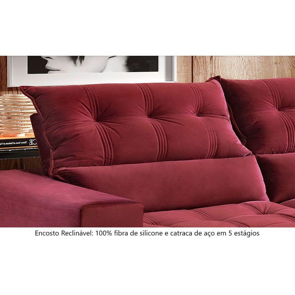 Sofá Retrátil E Reclinável Orion 1,80m 02 Lugares Txr Bordô - 5