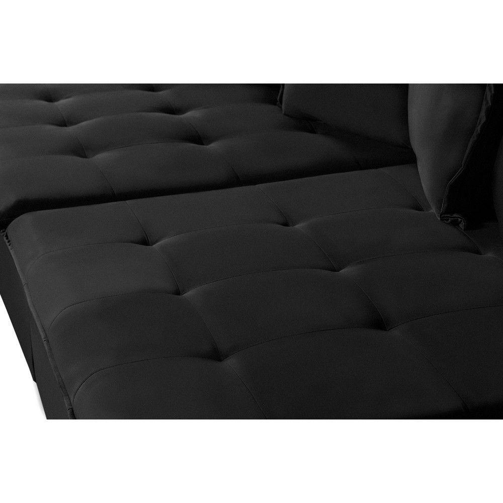 Sofá 5 Lugares 2.90 Mt Com Molas Retrátil E Reclinável Preto - 6