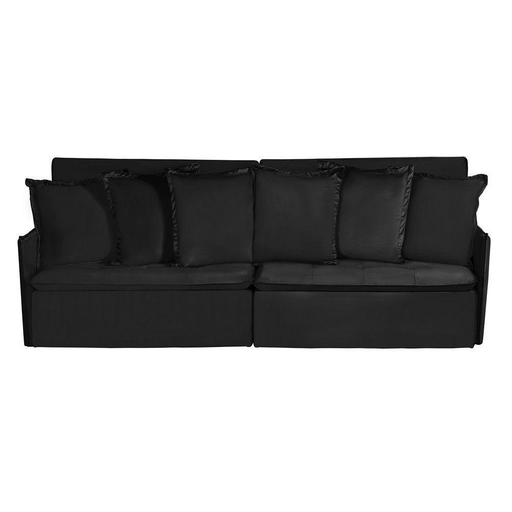 Sofá 5 Lugares 2.90 Mt Com Molas Retrátil E Reclinável Preto - 9