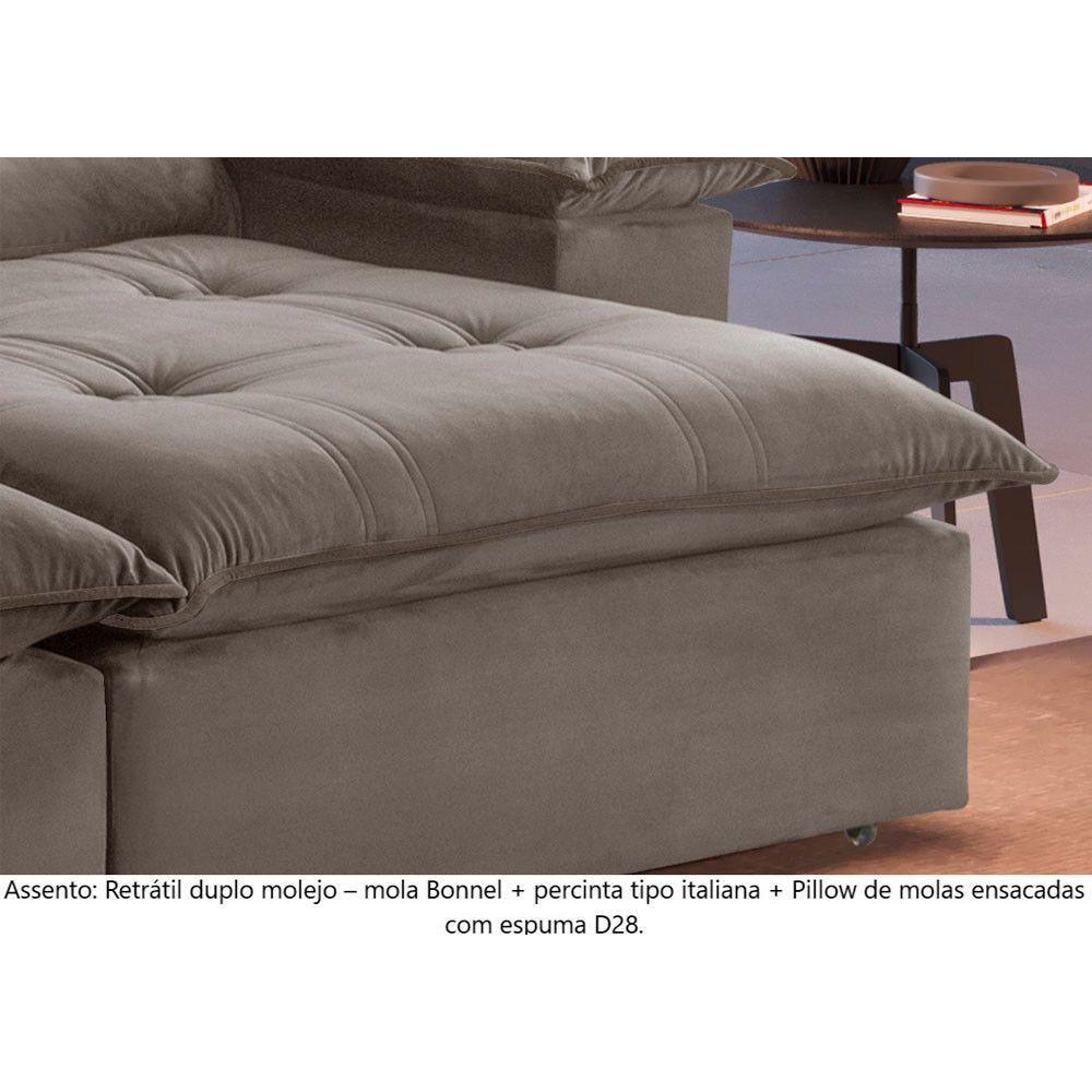 Sofá Retrátil E Reclinável Atenas 2,30m 4 Lugares Bege - 6