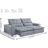 Sofá Retrátil E Reclinável Orion 2,50m 04 Lugares Txr Prata - 7