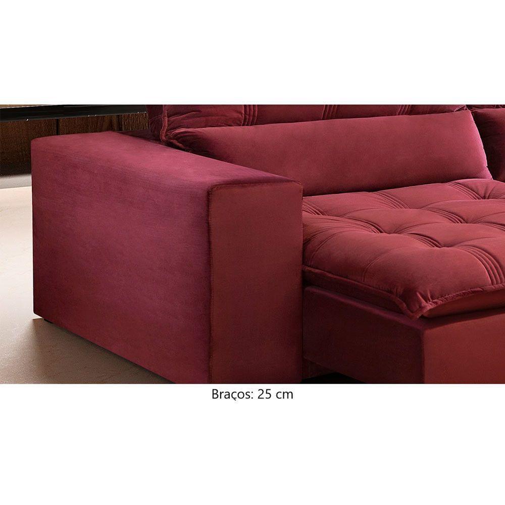 Sofá Retrátil E Reclinável Orion 2,10m 03 Lugares Txr Bordô - 4