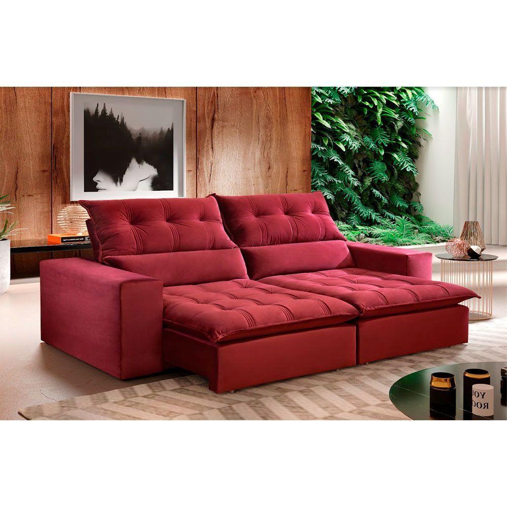 Sofá Retrátil E Reclinável Orion 2,90m 05 Lugares Txr Bordô - 1