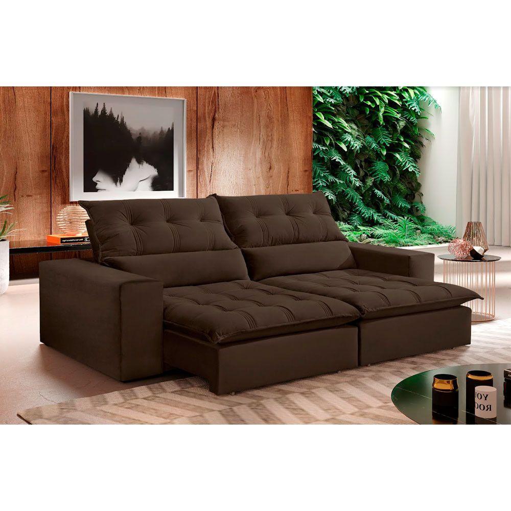 Sofá Retrátil E Reclinável Orion 2,50m 04 Lugares Txr Marrom - 1