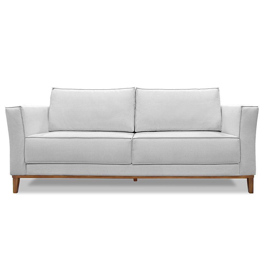 Sofá Living 2 Lugares 1,70M Vega Linho Pés Castanho Cinza - 5