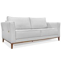 Sofá Living 2 Lugares 1,70M Vega Linho Pés Castanho Cinza - 1