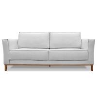 Sofá Living 2 Lugares 1,70M Vega Linho Pés Castanho Cinza - 5