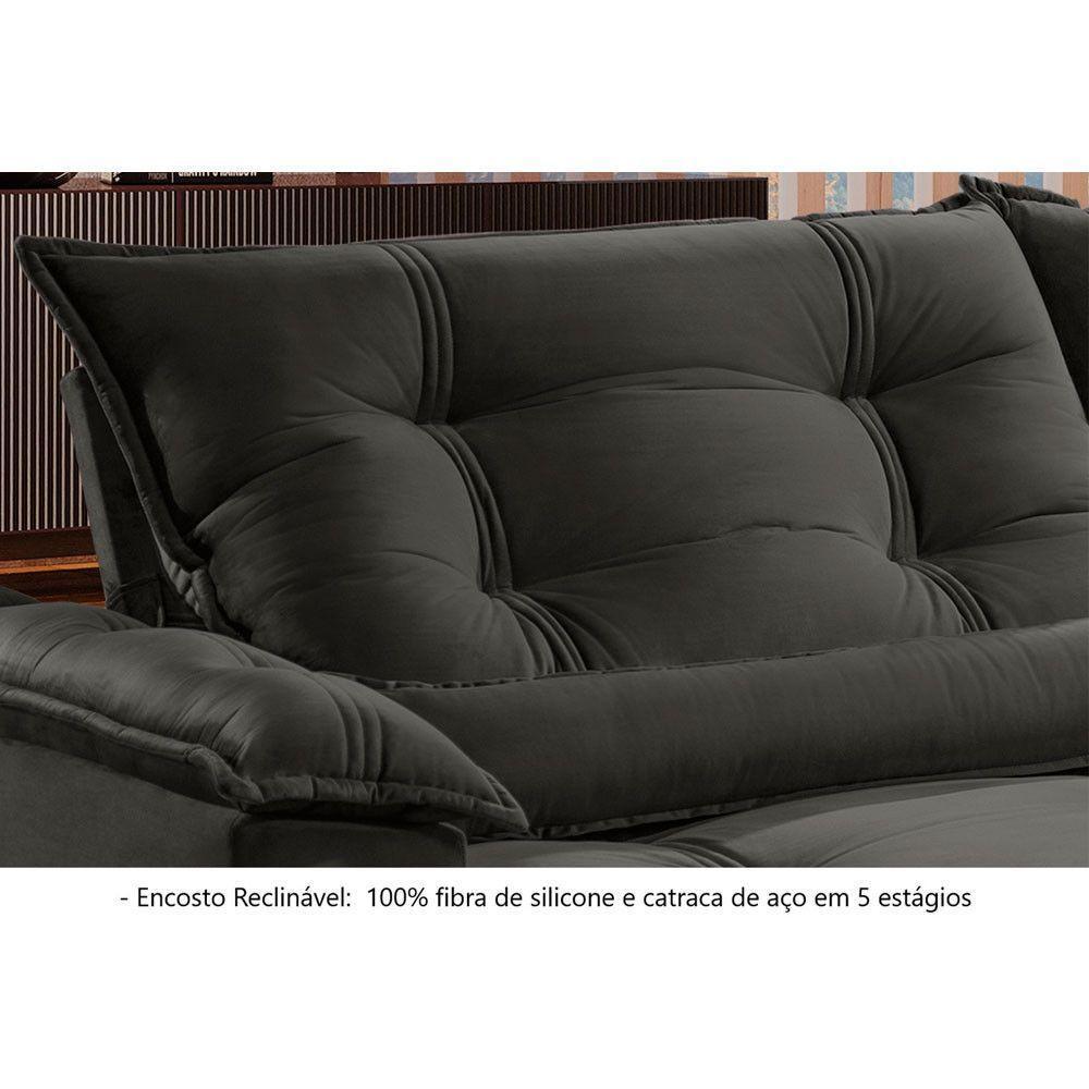 Sofá Retrátil E Reclinável Apolo 2,90m 5 Lugares Cinza - 6