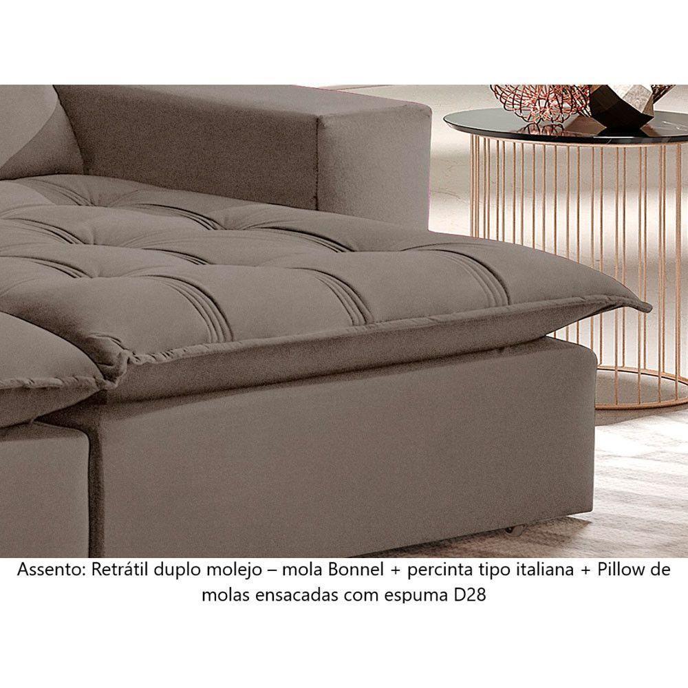 Sofá Retrátil E Reclinável Orion 2,90m 05 Lugares Txr Bege - 6