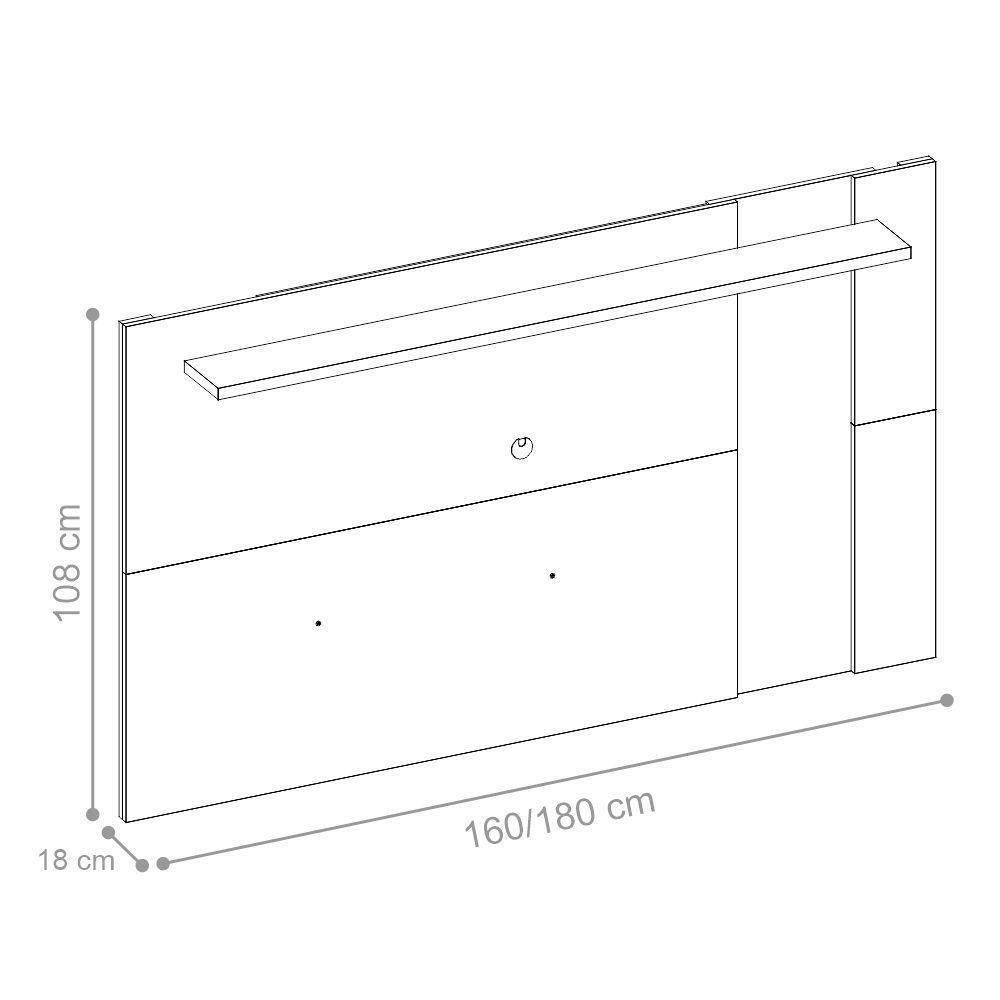 Painel Para Tv Extensível Com Prateleiras Janel Preto Noce - 3