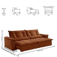 Sofá Retrátil E Reclinável Apolo 2,10m 3 Lugares Terracota - 13