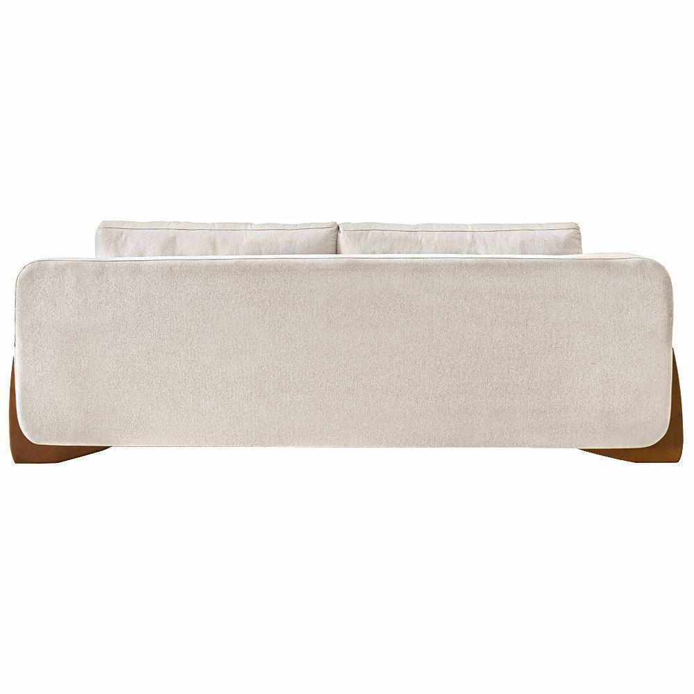 Sofá Decorativo 3 Lugares 230cm Pés Em Madeira Buzz Pérola - 9