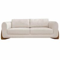 Sofá Decorativo 3 Lugares 230cm Pés Em Madeira Buzz Pérola - 3