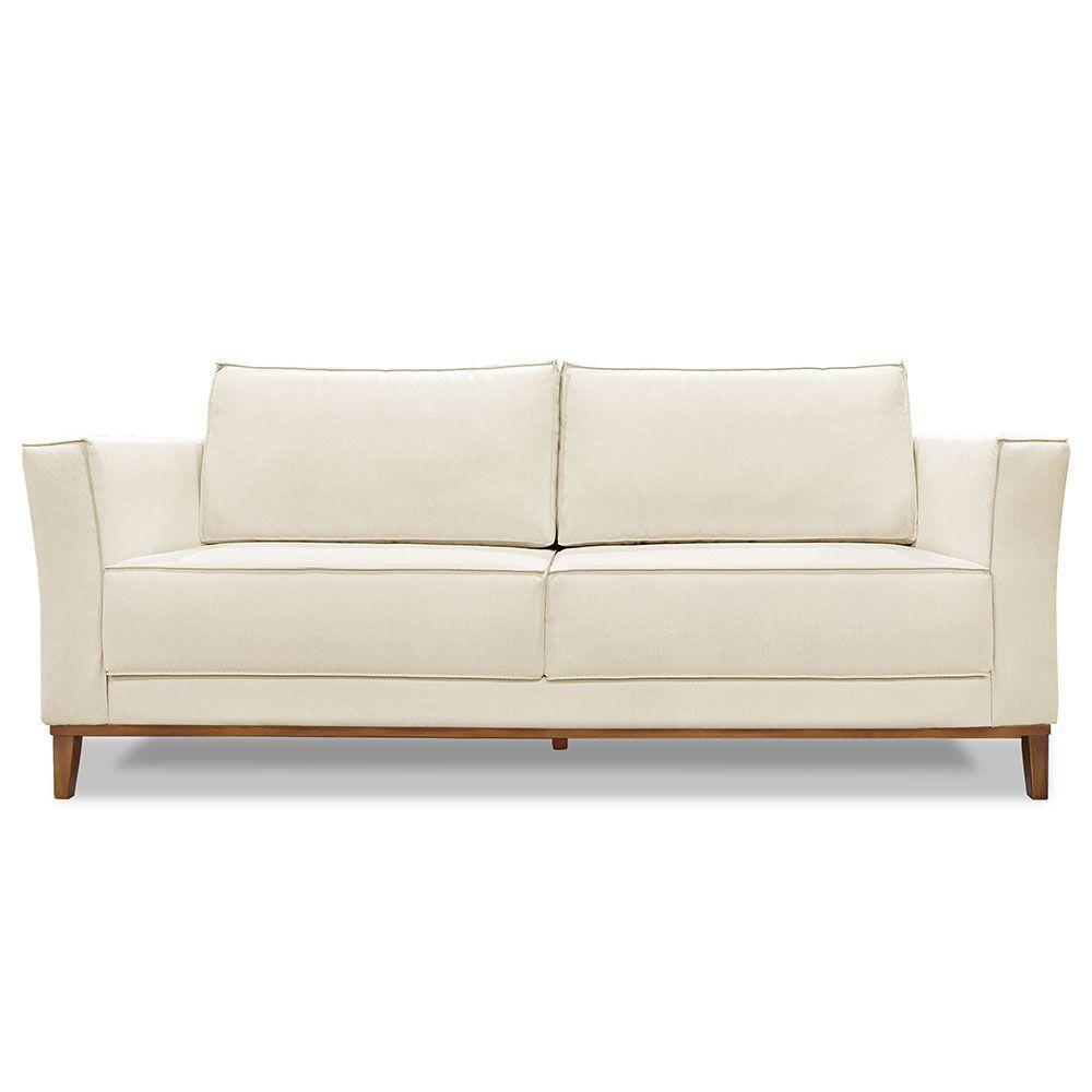 Sofá Living 2 Lugares 1,70M Vega Linho Pés Castanho Natural - 5