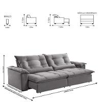 Sofá Retrátil E Reclinável Apolo 2,90m 5 Lugares Prata - 22