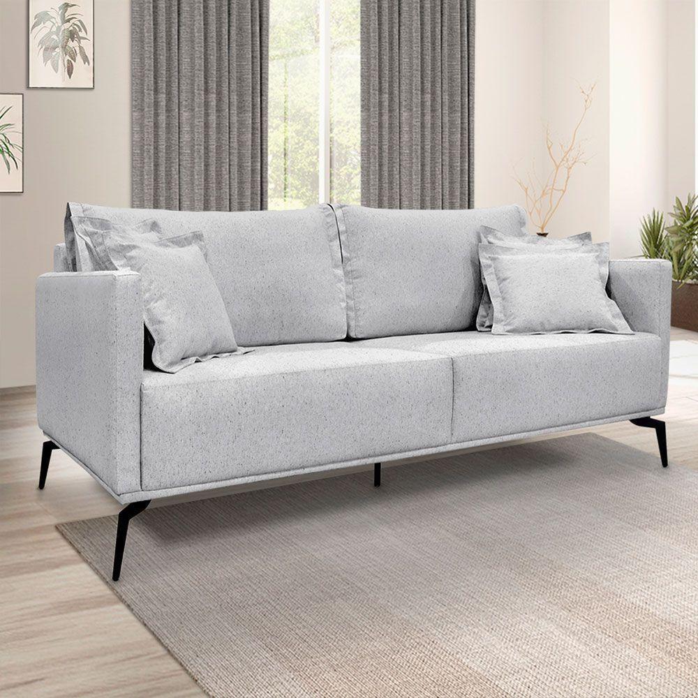 Sofá Living 2 Lugares 1,80M Sirius Linho Cinza Pés Metálicos - 7