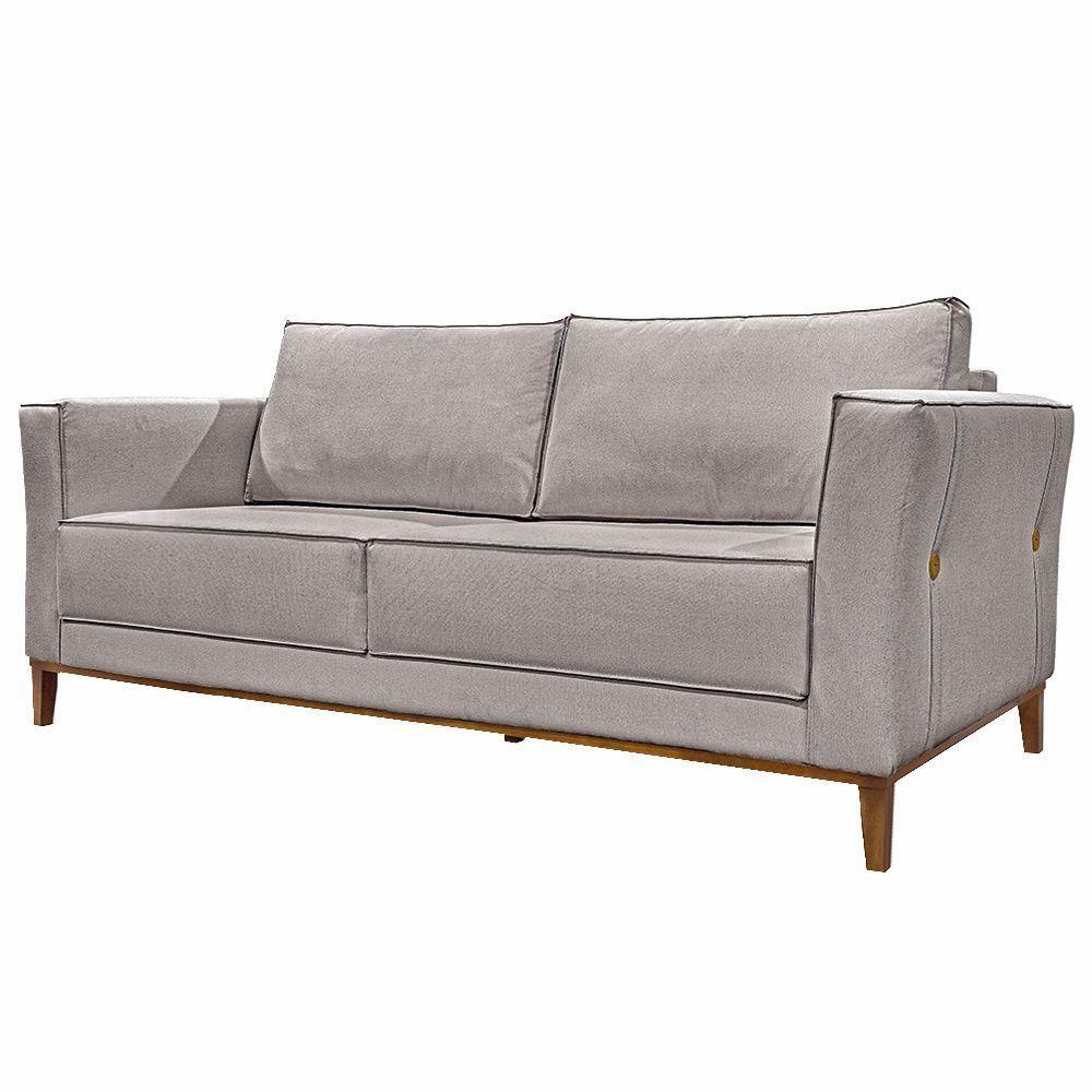 Sofá 2 Lugares 190cm Pés Em Madeira Tarantino Areia Rústica - 2