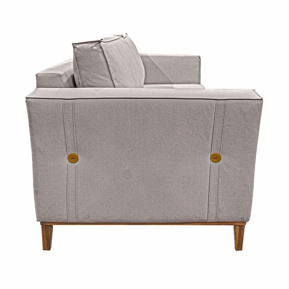 Sofá 2 Lugares 190cm Pés Em Madeira Tarantino Areia Rústica - 4