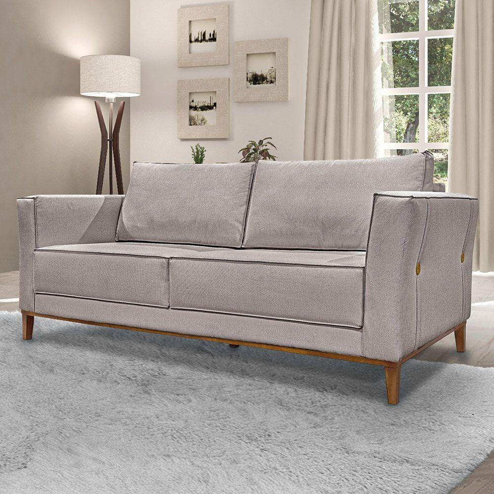 Sofá 2 Lugares 190cm Pés Em Madeira Tarantino Areia Rústica - 5