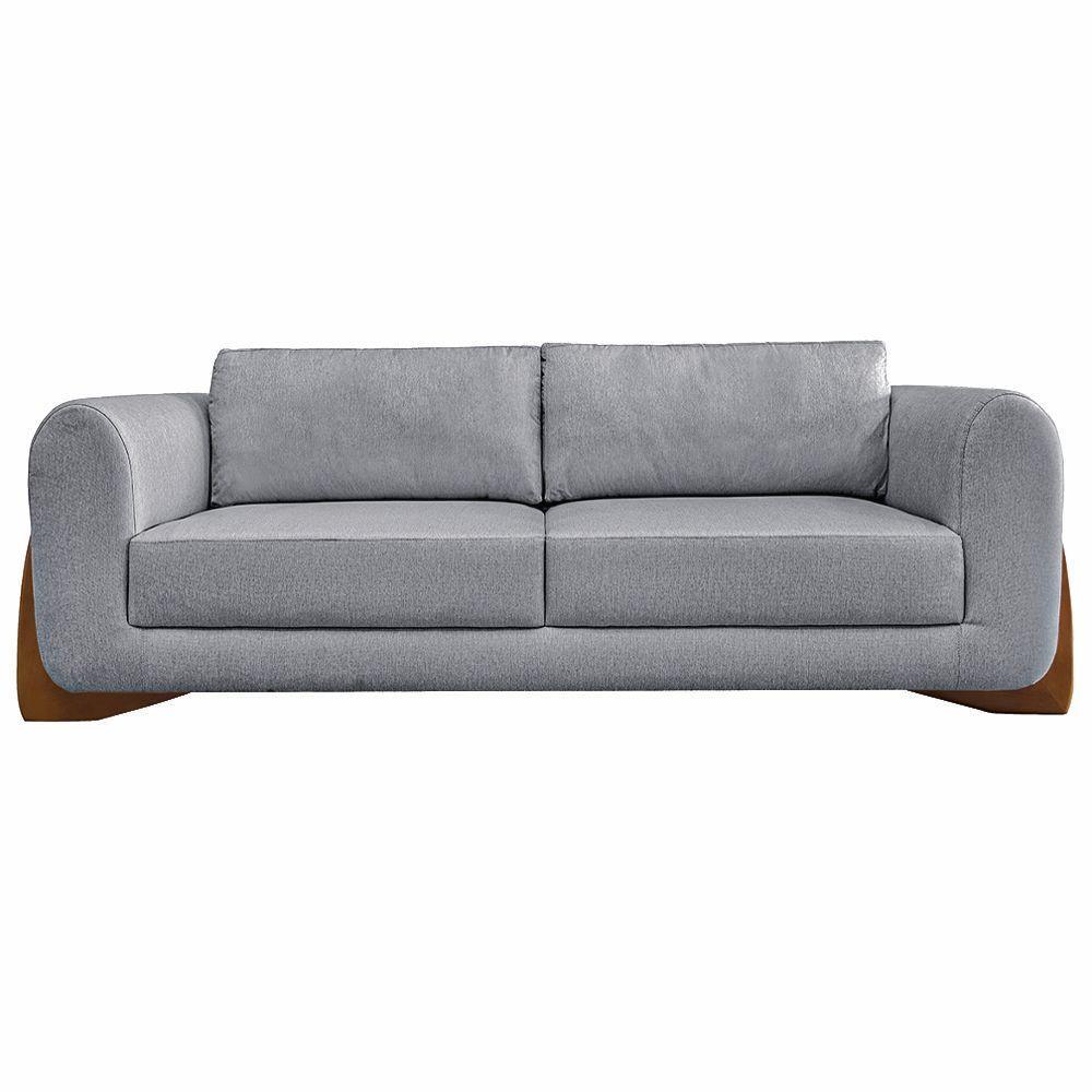 Sofá Decorativo 3 Lugares 250cm Pés Em Madeira Buzz Cinza - 2