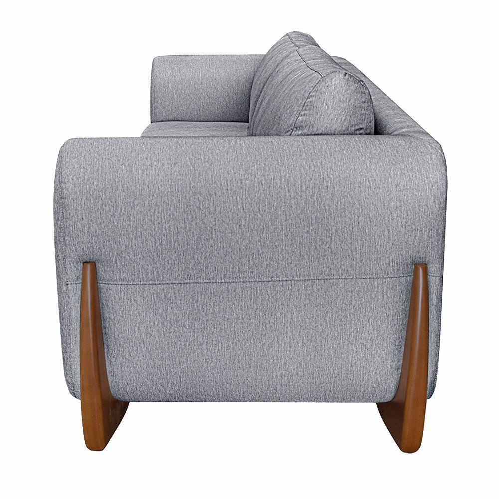 Sofá Decorativo 3 Lugares 250cm Pés Em Madeira Buzz Cinza - 10